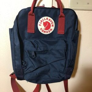 Fjall Raven Kanken Mini Backpack-Navy and Burgundy
